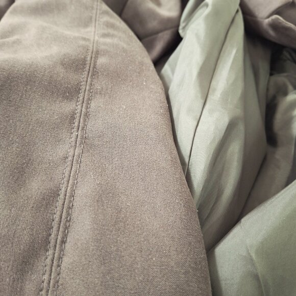 Jessica Petites Long Suede-Like 4 Button Olive Green Jacket Blazer Sz 12P Lined - Picture 9 of 13